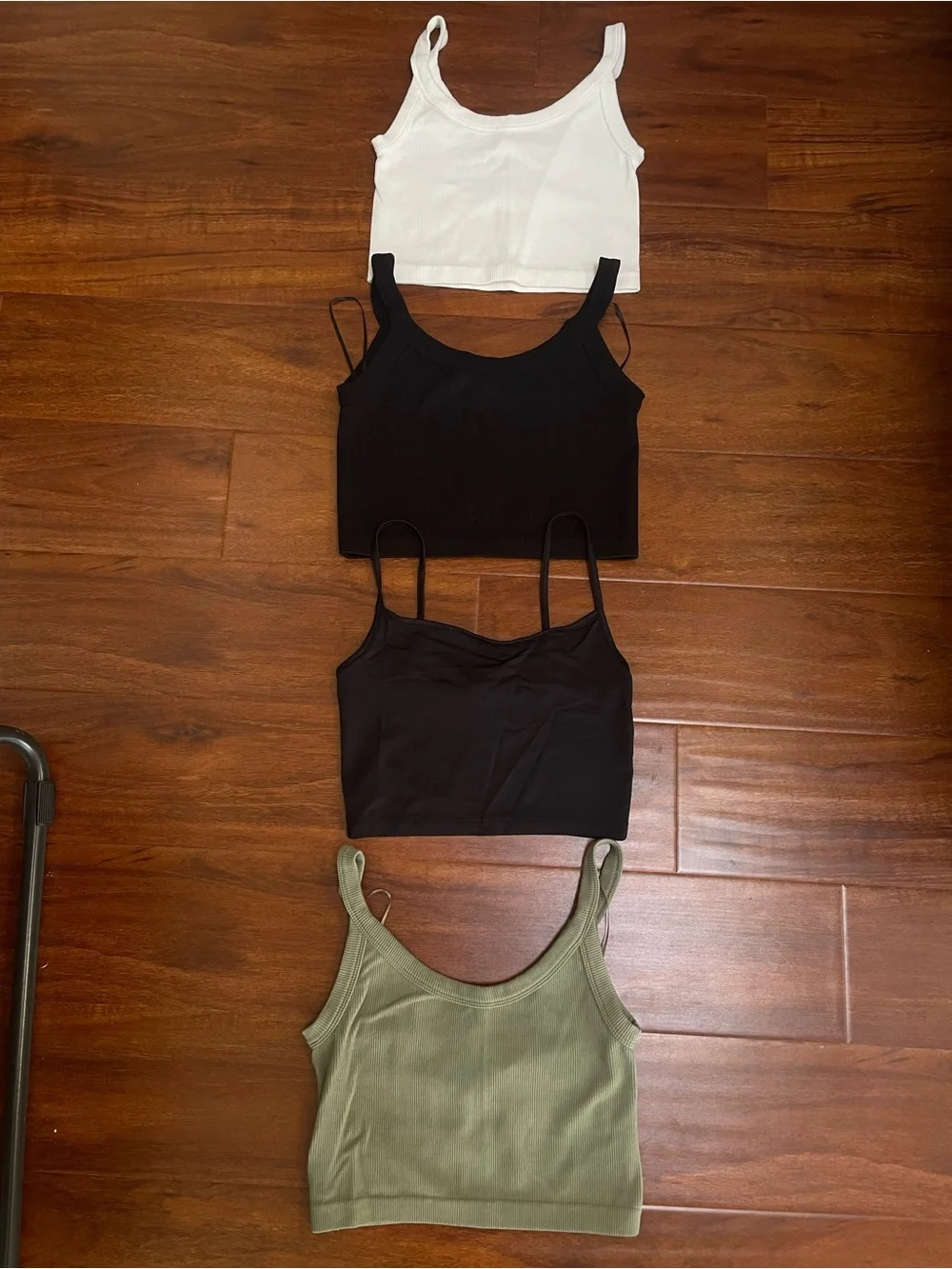 Women’s Ribbed Tank Crop Top - White, Black, Olive - BUNDLE - FOUR TOPS
